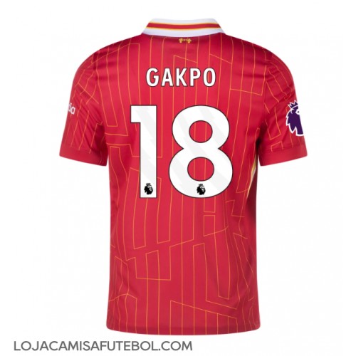 Camisa de Futebol Liverpool Cody Gakpo #18 Equipamento Principal 2024-25 Manga Curta